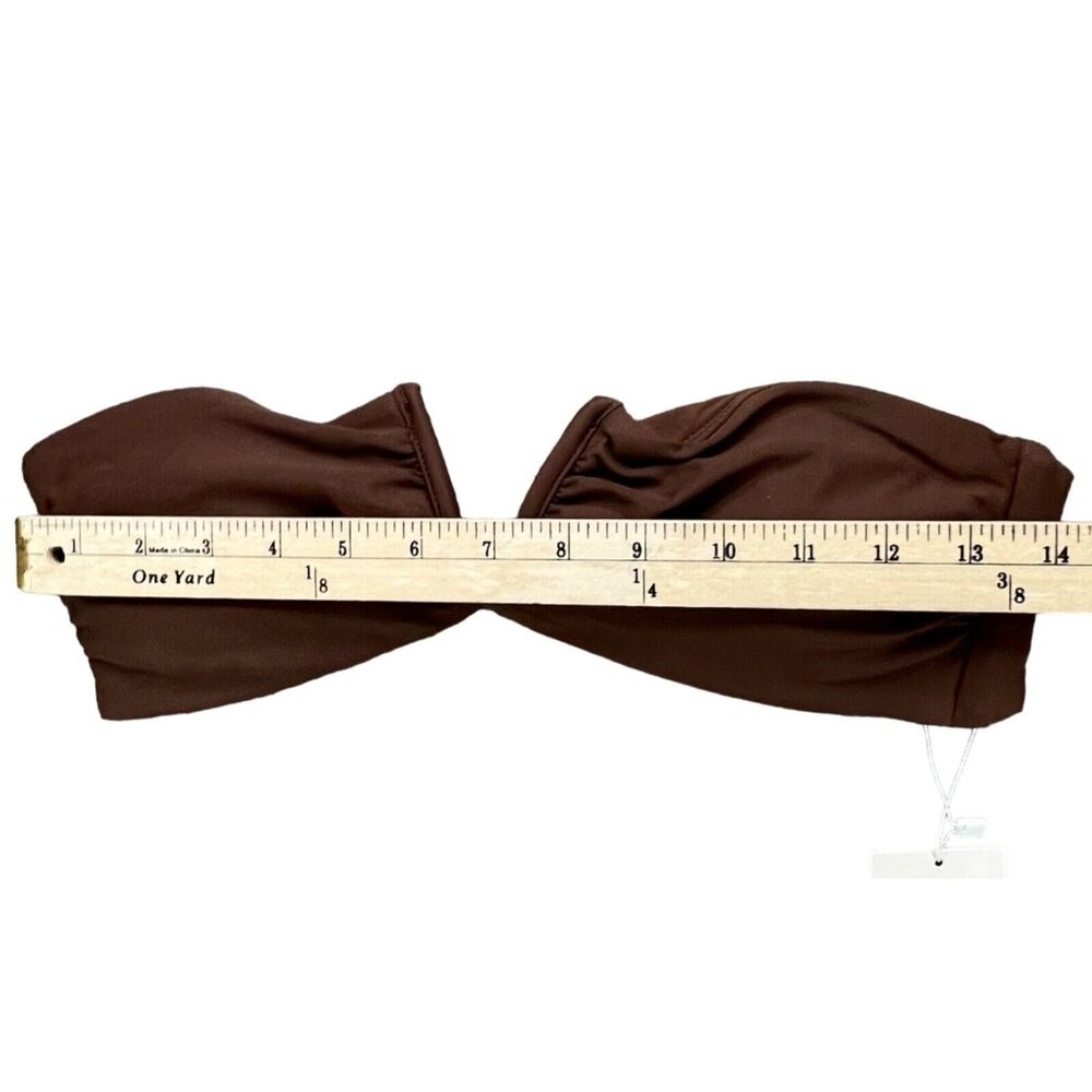 Andie Bikini Top‎ Womens M Espresso Brown Scala Strapless Bandeau Swimwear NEW - Picture 6 of 12